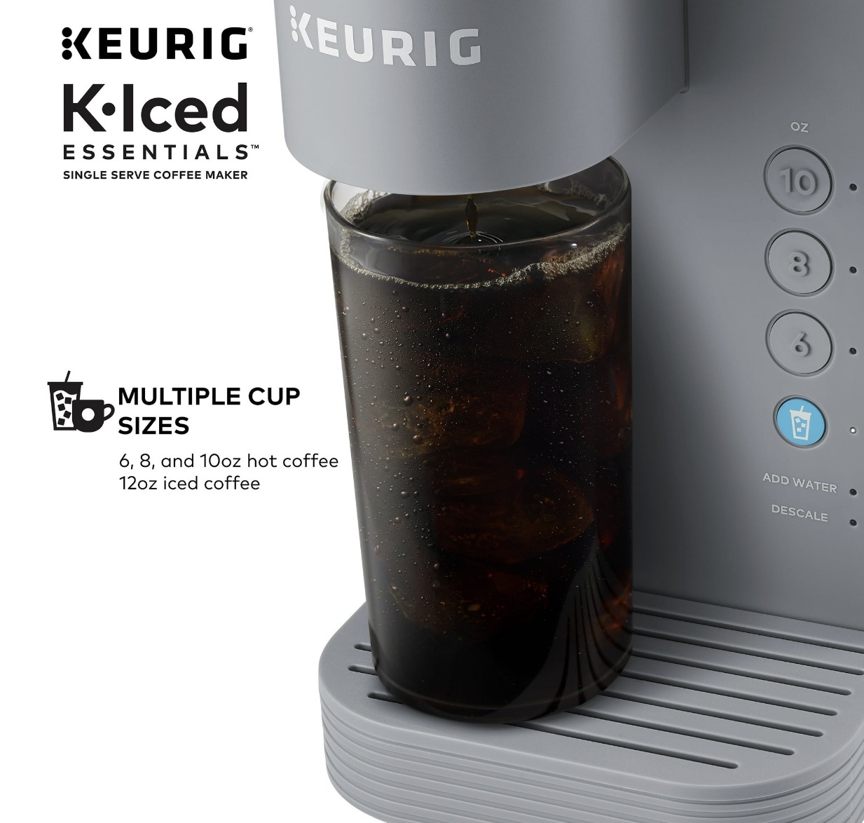 Keurig K-Iced Essentials Gray Iced and Hot Single-Serve K-Cup Pod Coffee  Maker Automatic Adjustment of Brewing Temperature