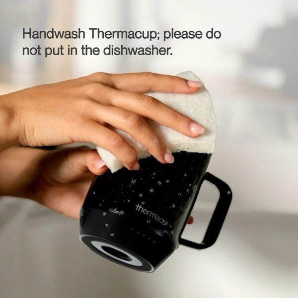 THERMACUP Temperature Controlled Self Heating Coffee Mug, Stainless Steel, 12oz BLACK - Image 5