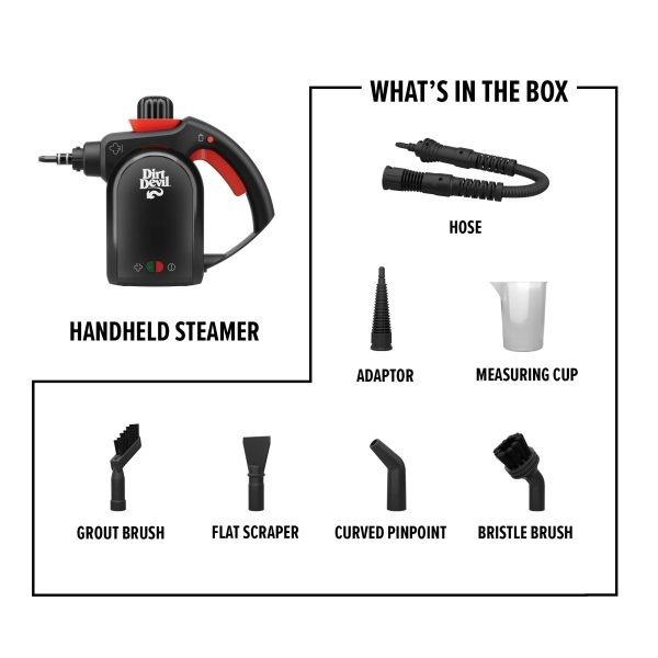 Dirt Devil Handheld Portable Steam Cleaner for Tile, Grout, Windows, Bathrooms, Kitchens, Fabric Steaming, 7-Piece Set WD21010 - Image 2