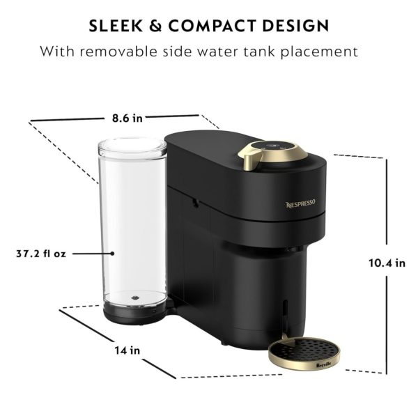 LIMITED EDITION Nespresso Vertuo POP+ DELUXE Coffee and Espresso Maker by Breville, Matte Black Gold - Image 2