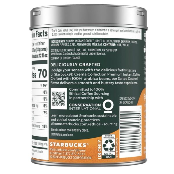 STARBUCKS Premium Instant Coffee, Salted Caramel, 7.12oz tin - Image 4