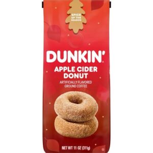 DUNKIN’ Apple Cider Donut Artificially Flavored Ground Coffee, 11 oz Bag LIMITED EDITION