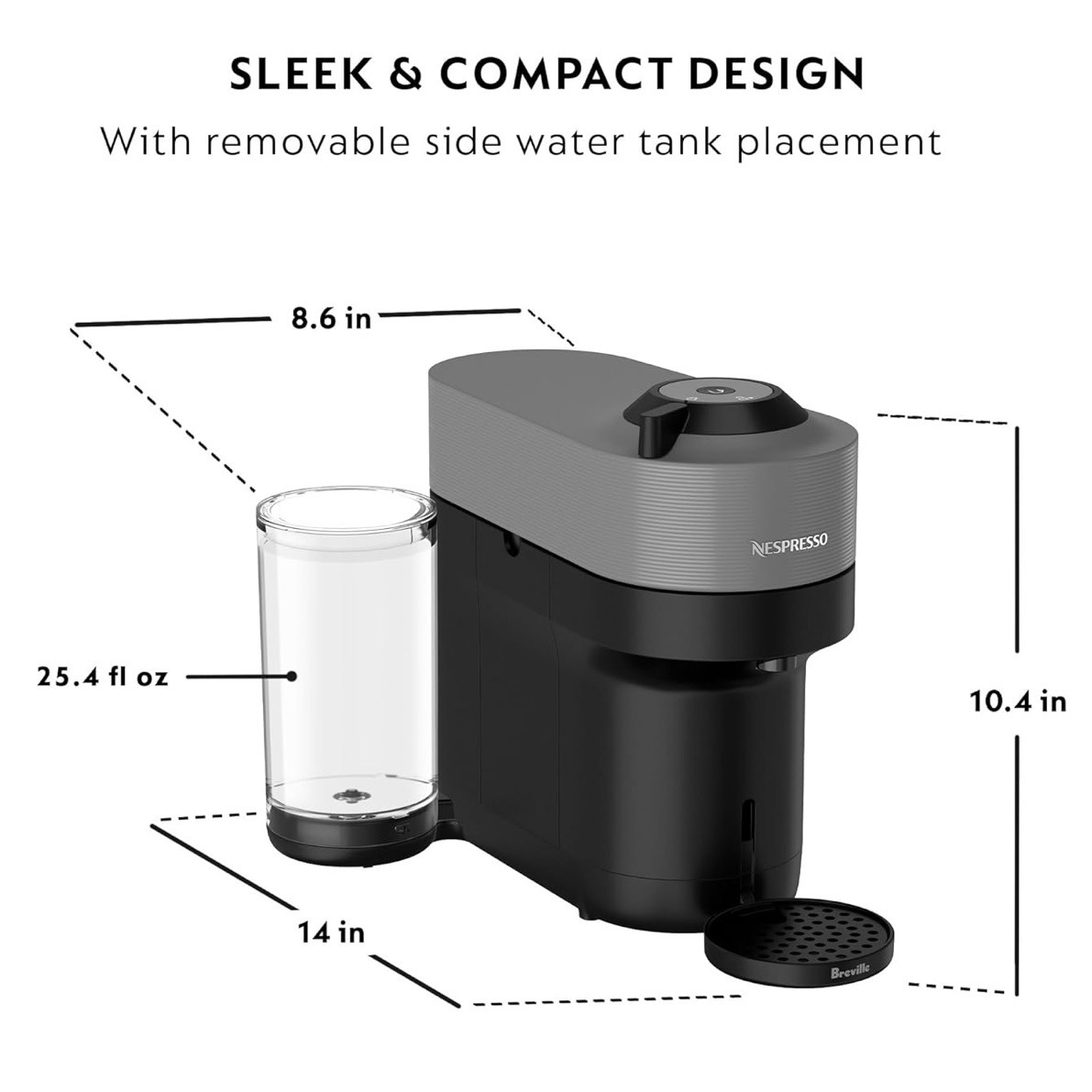 Nespresso Vertuo POP+ Coffee and Espresso Maker by Breville, Dark Grey - Image 3