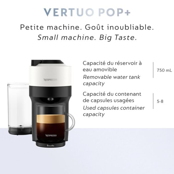 Nespresso Vertuo POP+ Coffee and Espresso Maker by Breville, Coconut White - Image 4