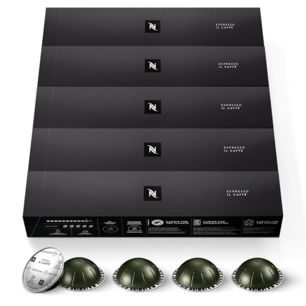 Nespresso Vertuo Capsules, Il Caffè [Dark Roast Espresso Coffee] 10 Count Espresso Pods