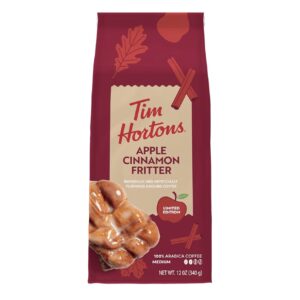 LIMITED EDITION Tim Hortons Apple Cinnamon Fritter [Medium Roast] Ground Coffee, 12oz bag