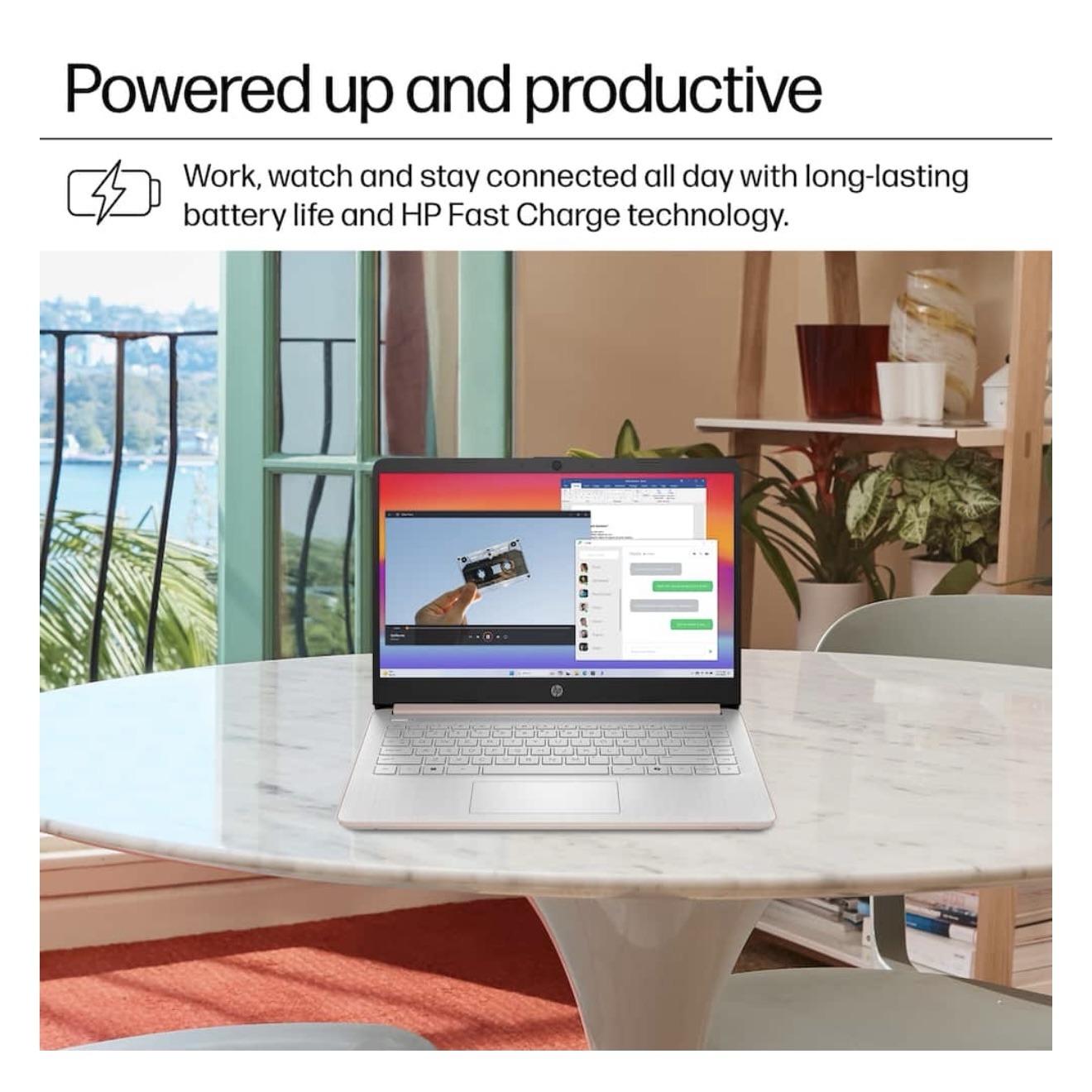 HP 14” HD 128GB/4GB Intel N150 Laptop with Microsoft 365 - Pale Rose Gold, 14-DQ6013DX - Image 8