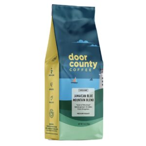 Door County Jamaican Blue Mountain Blend Medium Roast Ground Coffee, 10oz Bag - 100% Specialty Arabica, Specialty Grade 1