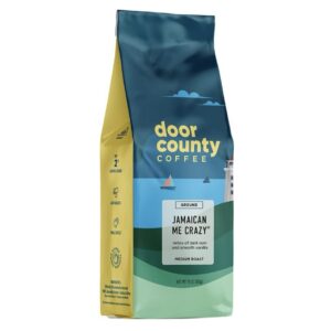 Door County Jamaican Me Crazy® Flavored Medium Roast Ground Coffee, 10oz Bag - 100% Specialty Arabica, Specialty Grade 1