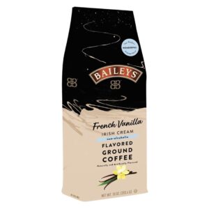 Bailey’s Coffee, French Vanilla Irish Cream [Non-Alcoholic] Flavoured [Medium Roast] Ground Coffee, 10oz Bag