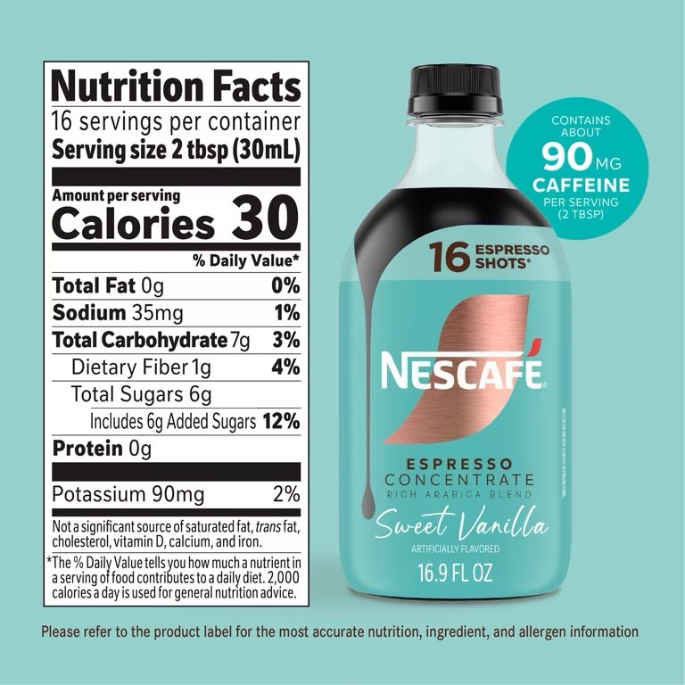 NESCAFÉ Espresso Concentrate, Sweet Vanilla, Instant Espresso Coffee, 16.9 fl oz - Image 2
