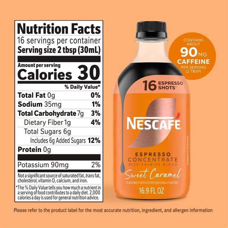 NESCAFÉ Espresso Concentrate, Sweet Caramel, Instant Espresso Coffee, 16.9 fl oz - Image 2