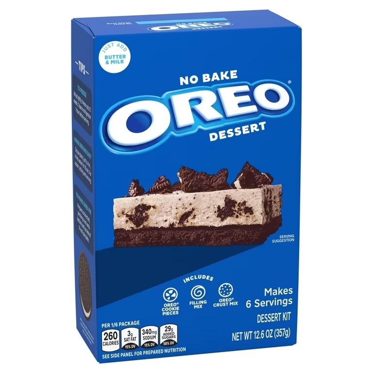 Jell-O No Bake Oreo Dessert Kit with Filling Mix, Crust Mix & Cookie Pieces, 12.6 oz Box