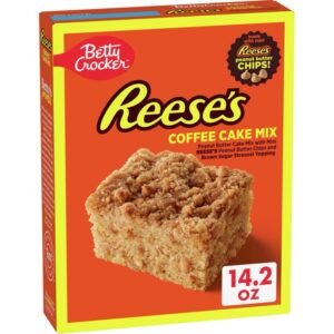 Betty Crocker REESE’S Peanut Butter Coffee Cake Mix, with Mini REESE’S Peanut Butter Chips and Brown Sugar Streusel Topping, 14.2 oz